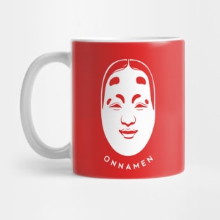 Traditional Japanese Masks, Onnamen, stylized design Mug